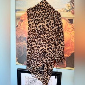 E&A large lightweight animal print wrap with tassels